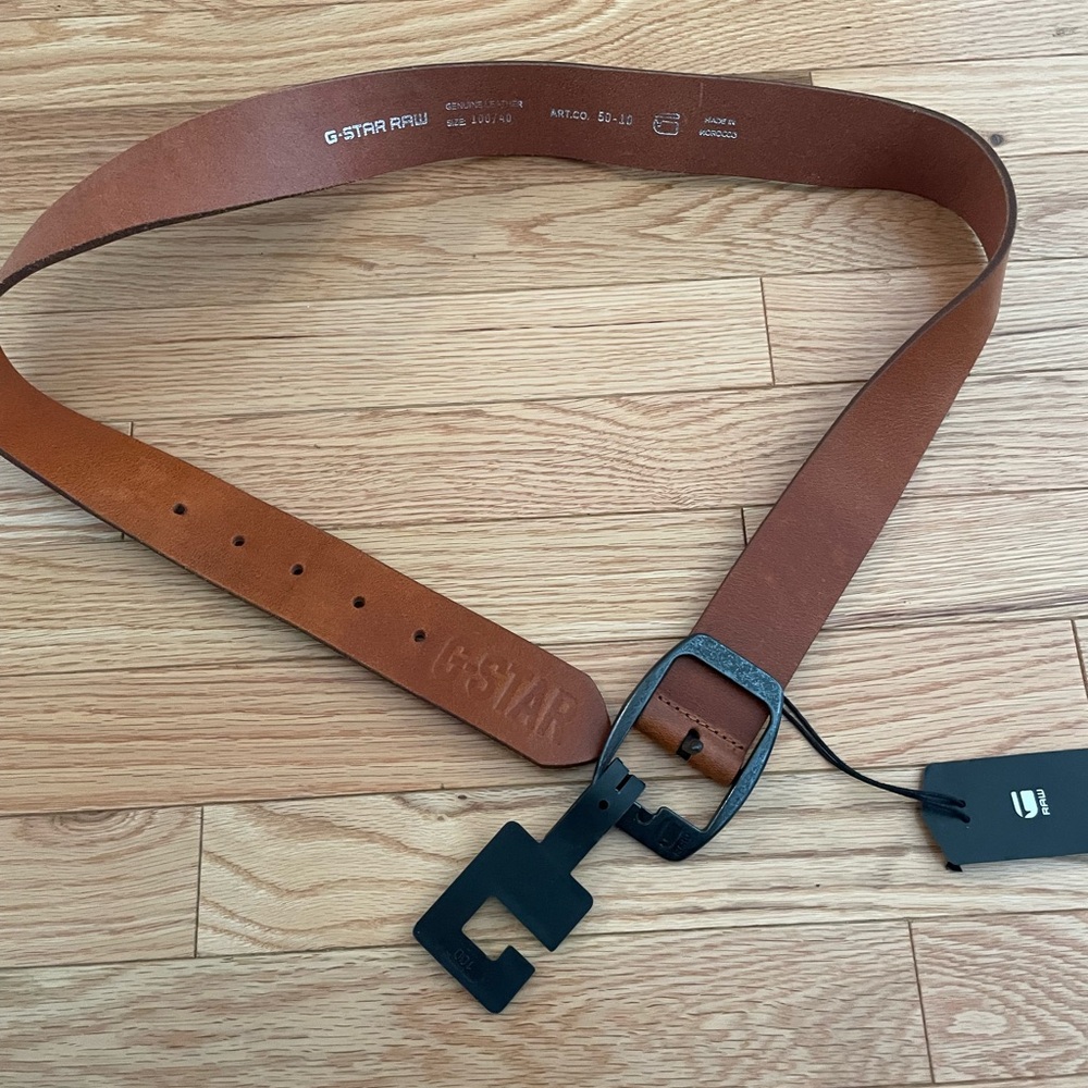 New G-Star Raw Tan Leather Belt for Men